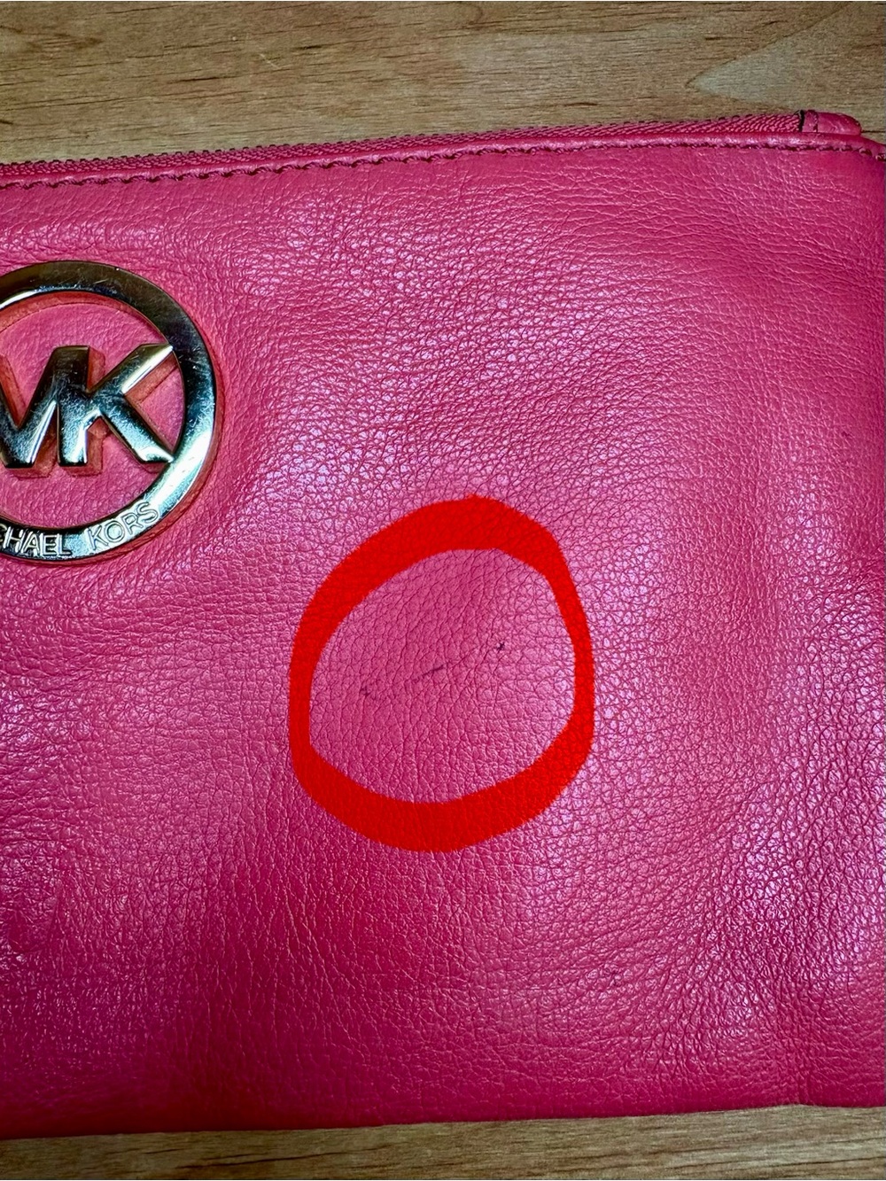 Michael Kors Fulton Pink Pebbled Leather Large Top Zip Wristlet Clutch Wallet - Picture 3 of 8